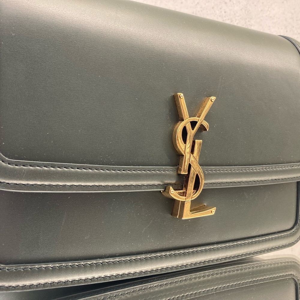 SOLFERINO MEDIUM SATCHEL IN BOX SAINT LAURENT LEATHER in Vert Fonce